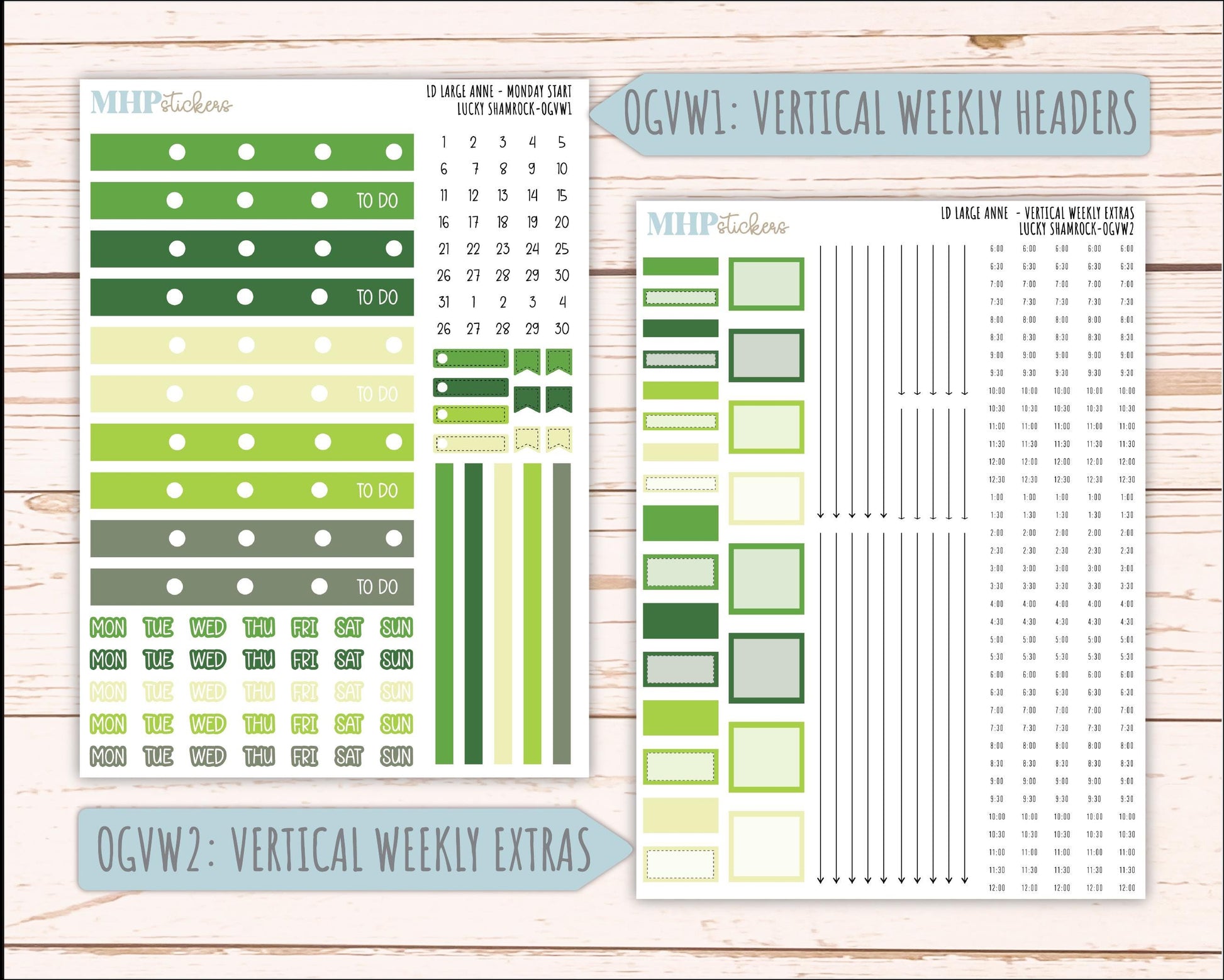 MARCH 2026 Stickers for Large Nancy & Anne Planners (Formerly Original Size). For Laurel Denise Planners. "Lucky Shamrock" || OG