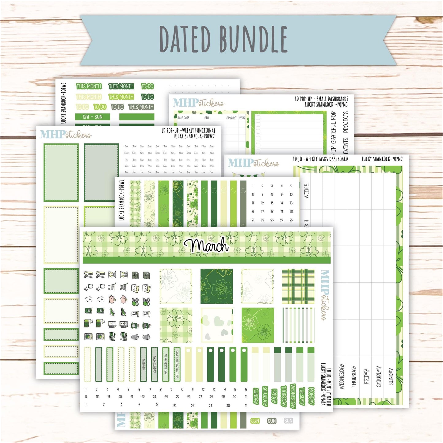 MARCH 2026 Stickers for The Jo, Laurel Denise Planner (Formerly Pop-Up Planner) "Lucky Shamrock" || POP