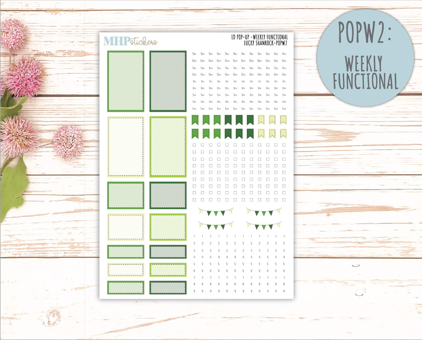 MARCH 2026 Stickers for The Jo, Laurel Denise Planner (Formerly Pop-Up Planner) "Lucky Shamrock" || POP