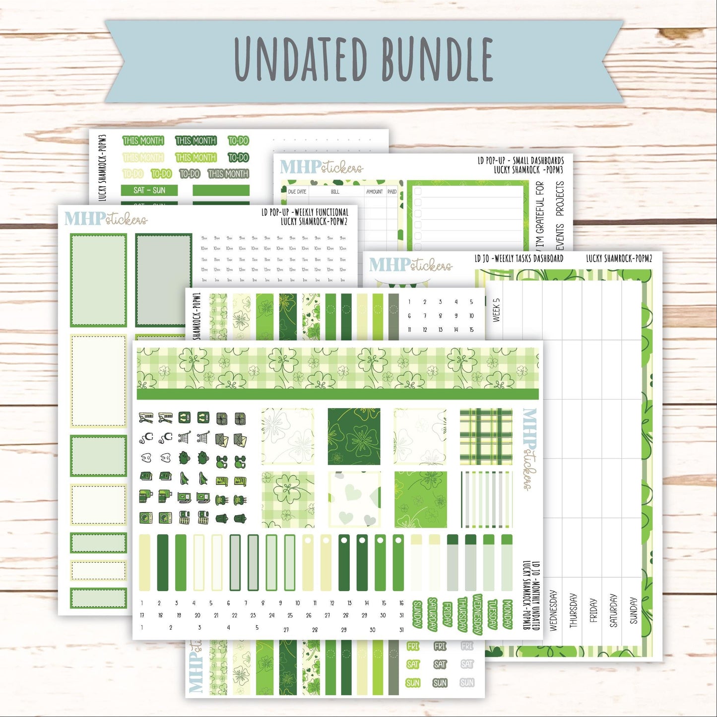 MARCH 2026 Stickers for The Jo, Laurel Denise Planner (Formerly Pop-Up Planner) "Lucky Shamrock" || POP