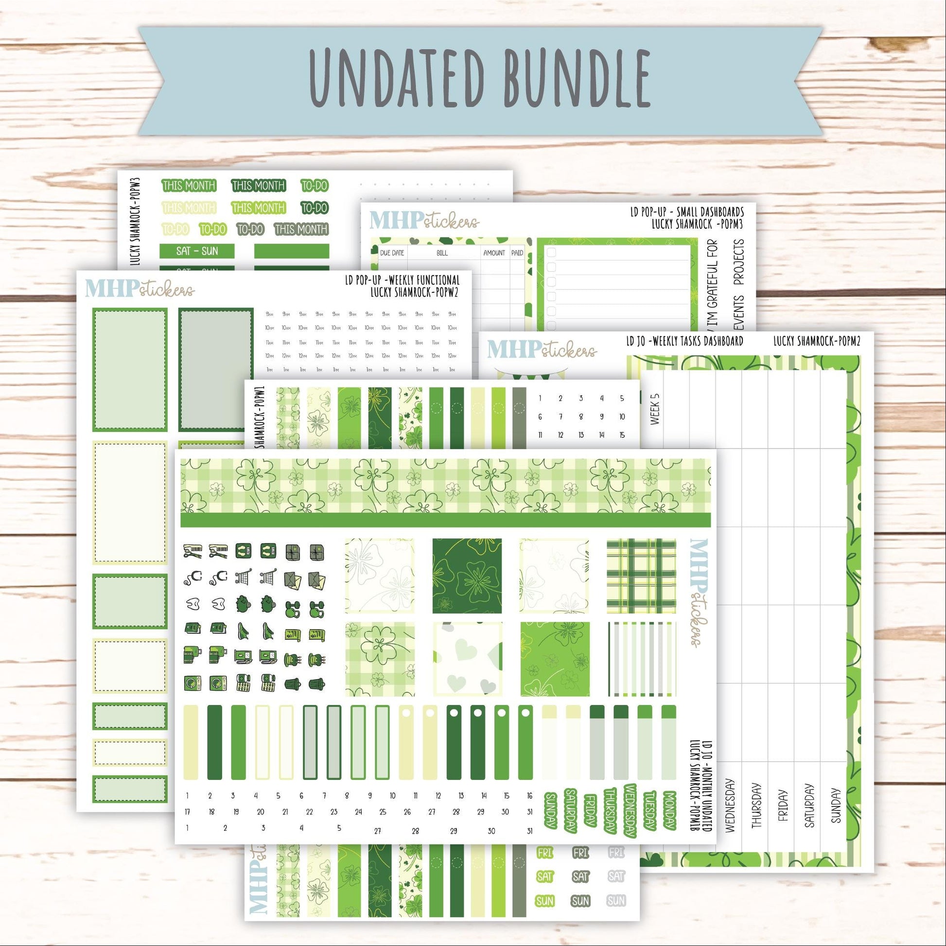 MARCH 2026 Stickers for The Jo, Laurel Denise Planner (Formerly Pop-Up Planner) "Lucky Shamrock" || POP