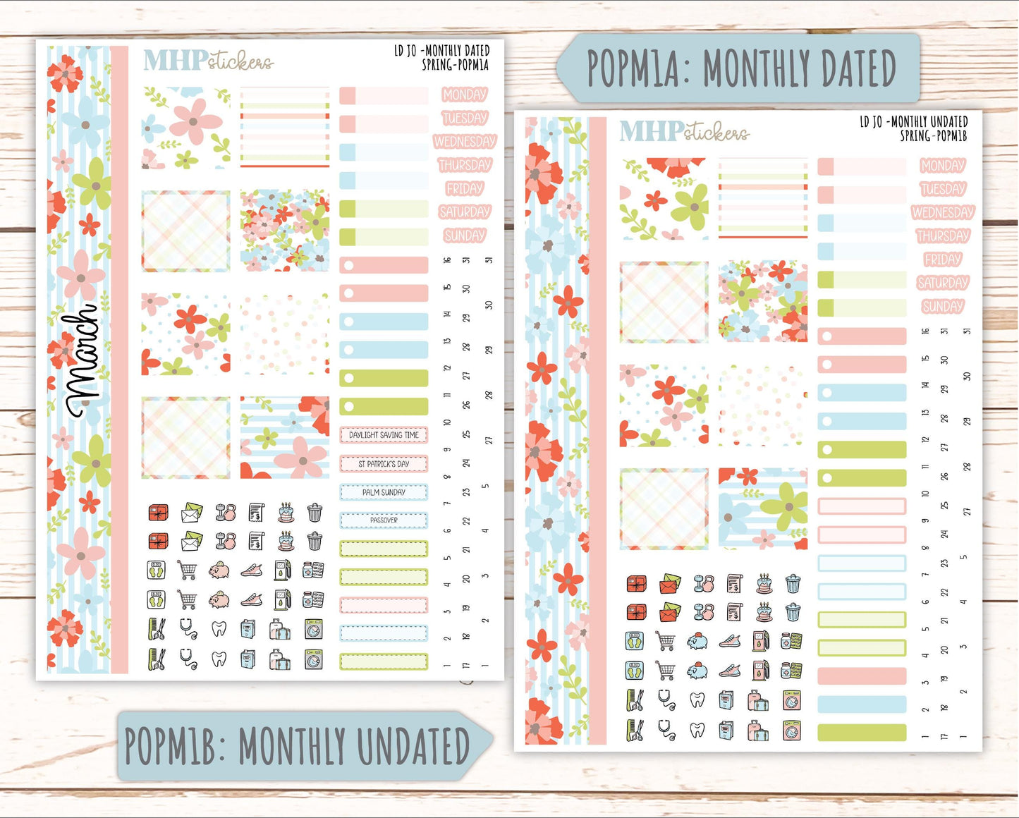 MARCH 2026 Stickers for The Jo, Laurel Denise Planner (Formerly Pop-Up Planner) "Spring" || POP