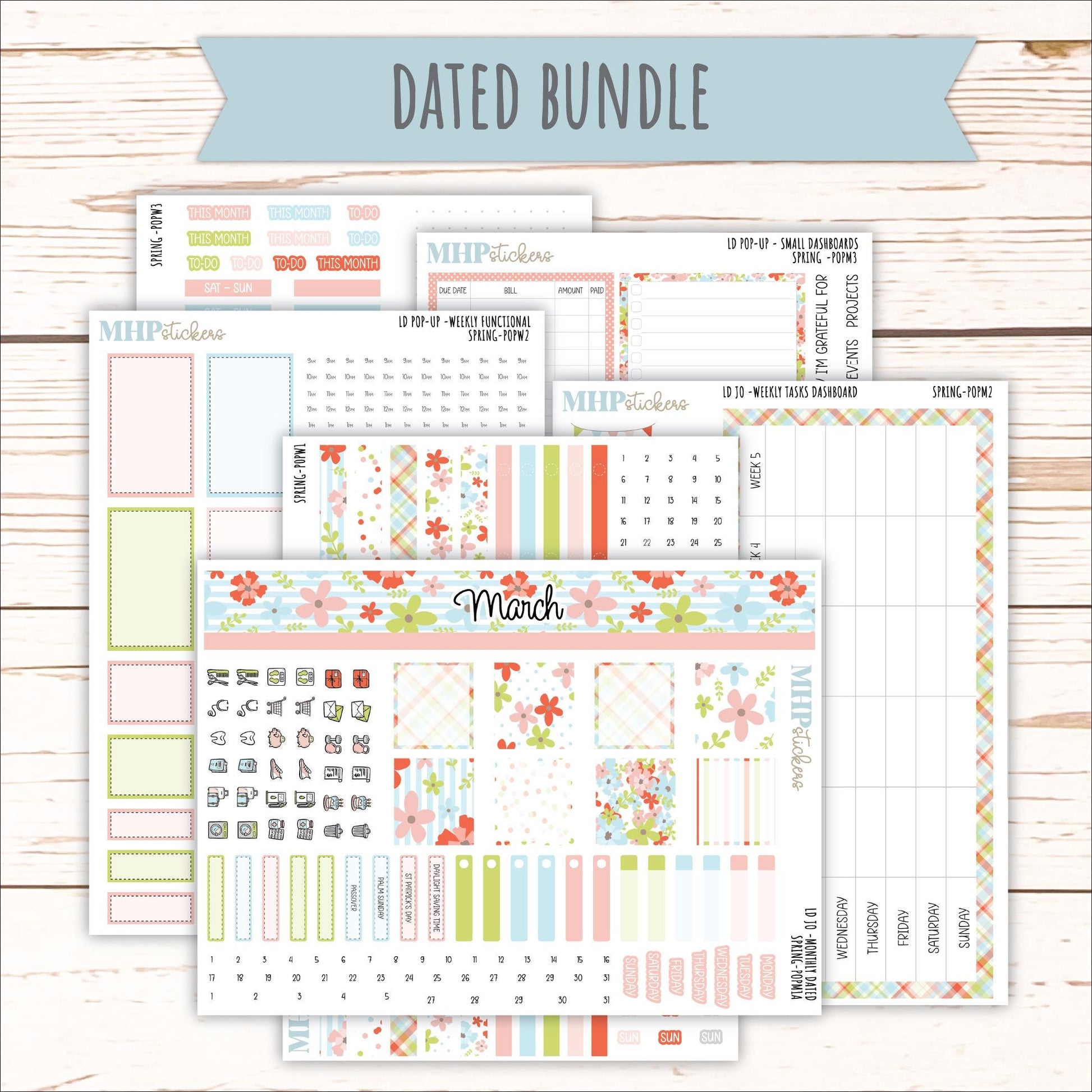 MARCH 2026 Stickers for The Jo, Laurel Denise Planner (Formerly Pop-Up Planner) "Spring" || POP