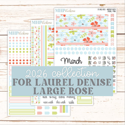 MARCH 2026 Stickers for the Large Rose Planner (Formerly Project Planner). Laurel Denise. "Spring" || PP