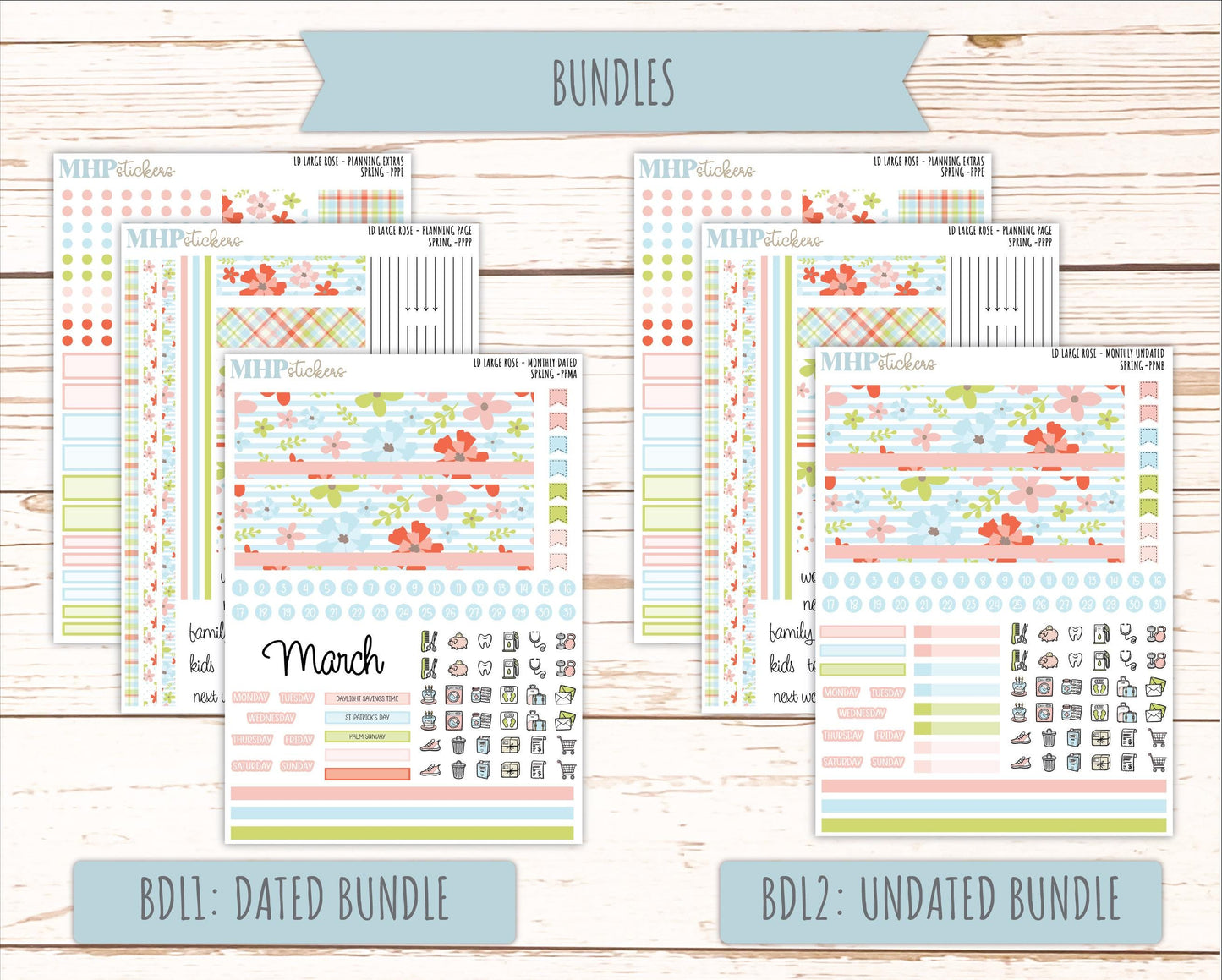 MARCH 2026 Stickers for the Large Rose Planner (Formerly Project Planner). Laurel Denise. "Spring" || PP