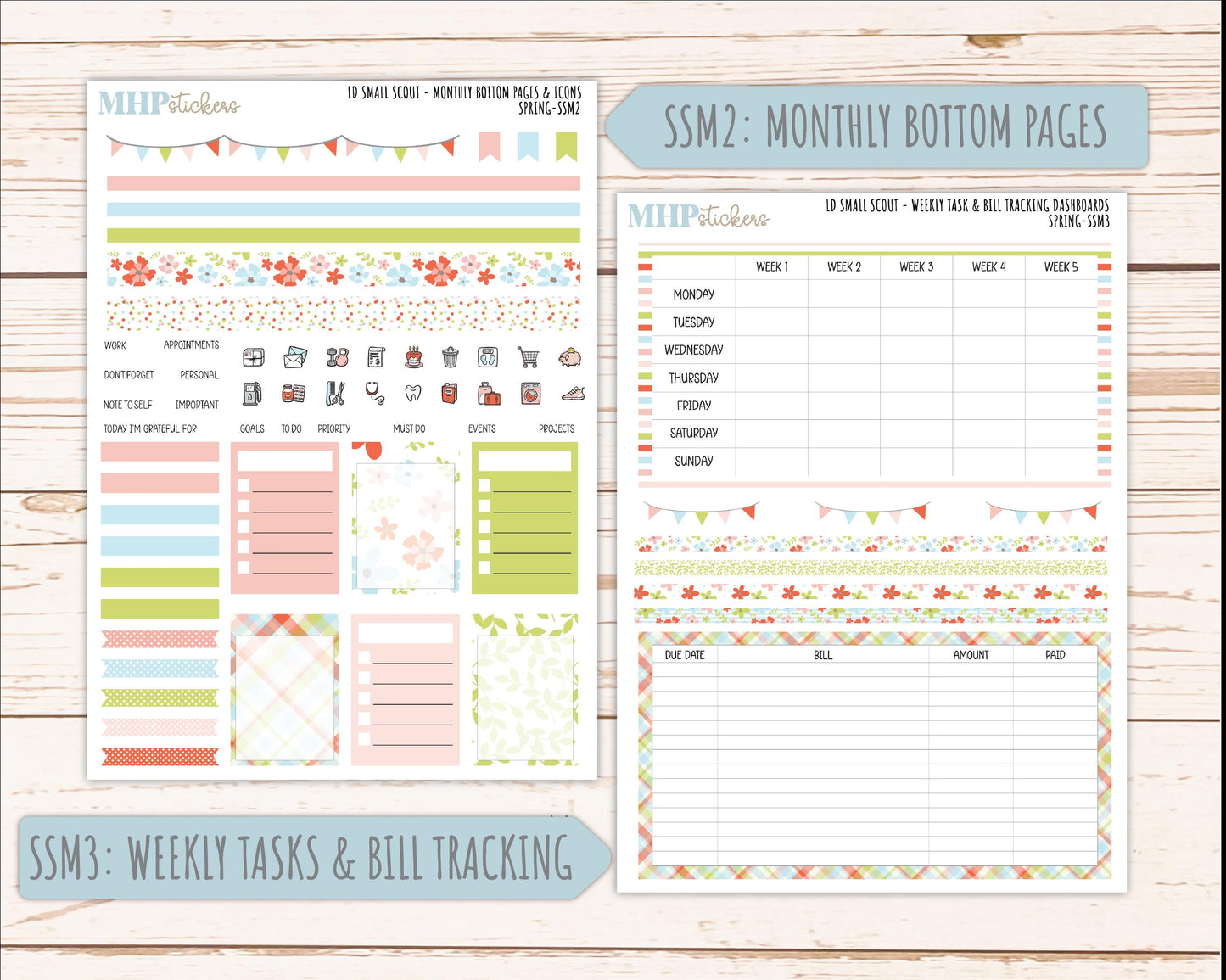 MARCH 2026 Stickers for the Small Scout Planner. For Laurel Denise Planners. "Spring" ||SS