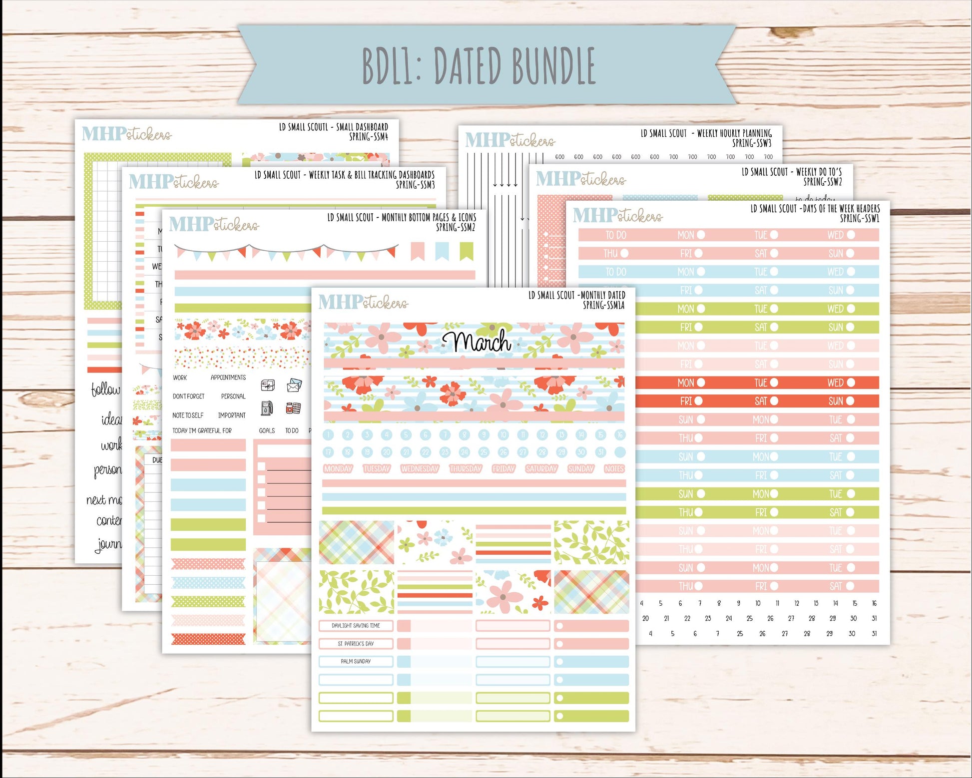 MARCH 2026 Stickers for the Small Scout Planner. For Laurel Denise Planners. "Spring" ||SS