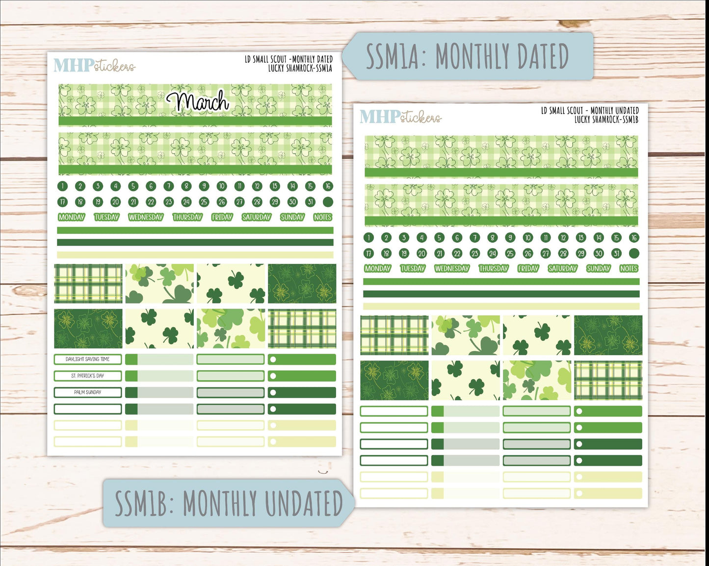 MARCH 2026 Stickers for the Small Scout Planner. For Laurel Denise Planners. "Lucky Shamrock" ||SS