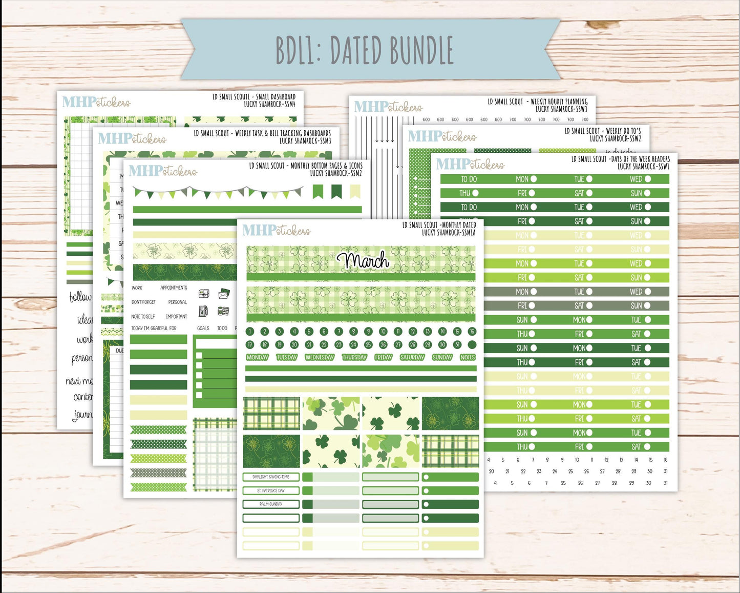 MARCH 2026 Stickers for the Small Scout Planner. For Laurel Denise Planners. "Lucky Shamrock" ||SS