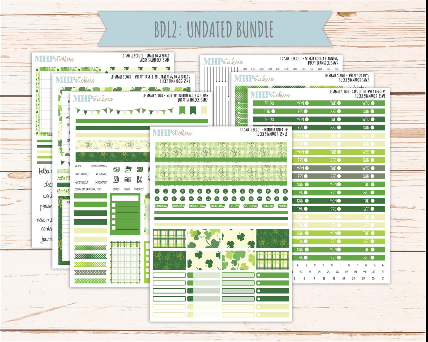 MARCH 2026 Stickers for the Small Scout Planner. For Laurel Denise Planners. "Lucky Shamrock" ||SS