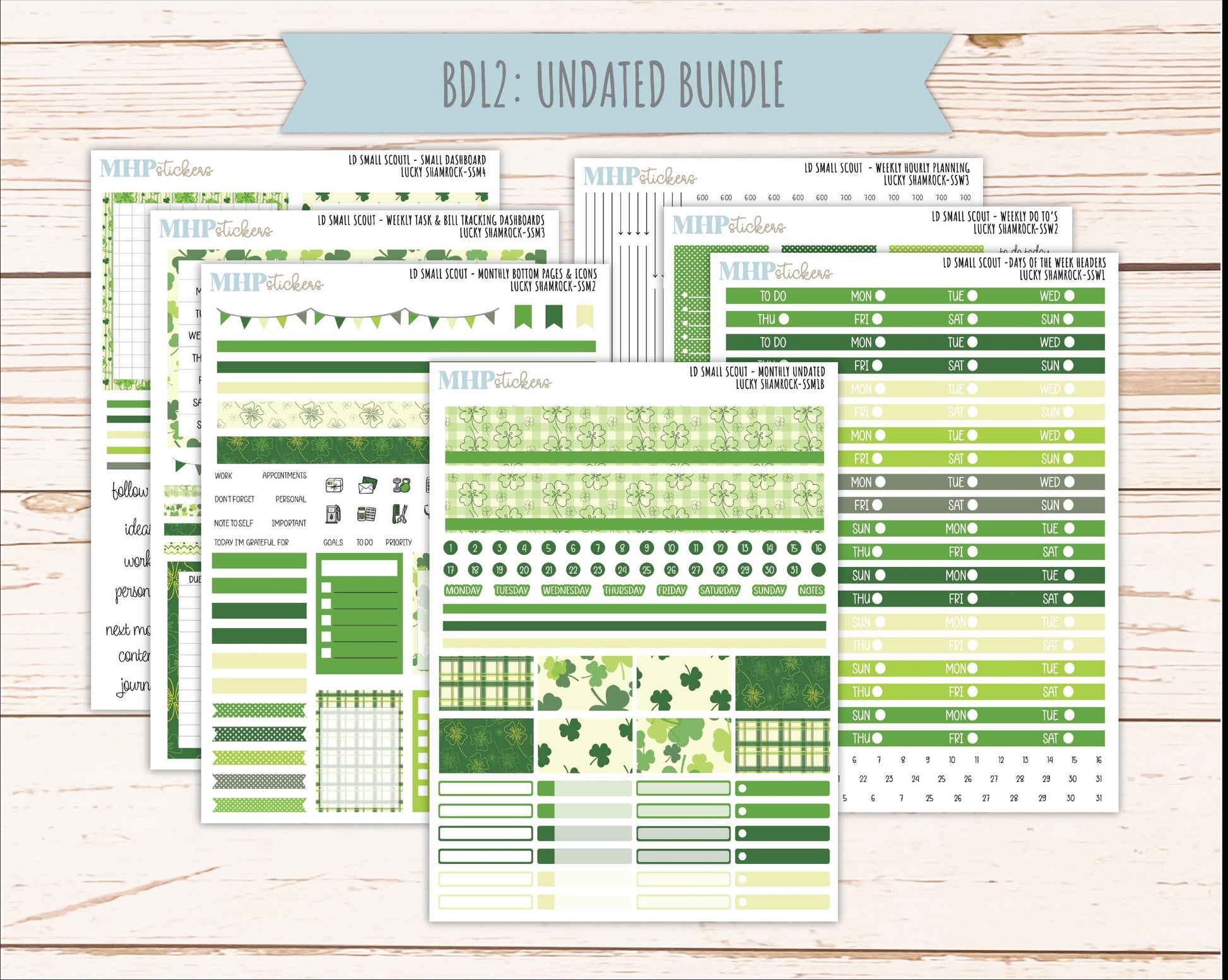 MARCH 2026 Stickers for the Small Scout Planner. For Laurel Denise Planners. "Lucky Shamrock" ||SS