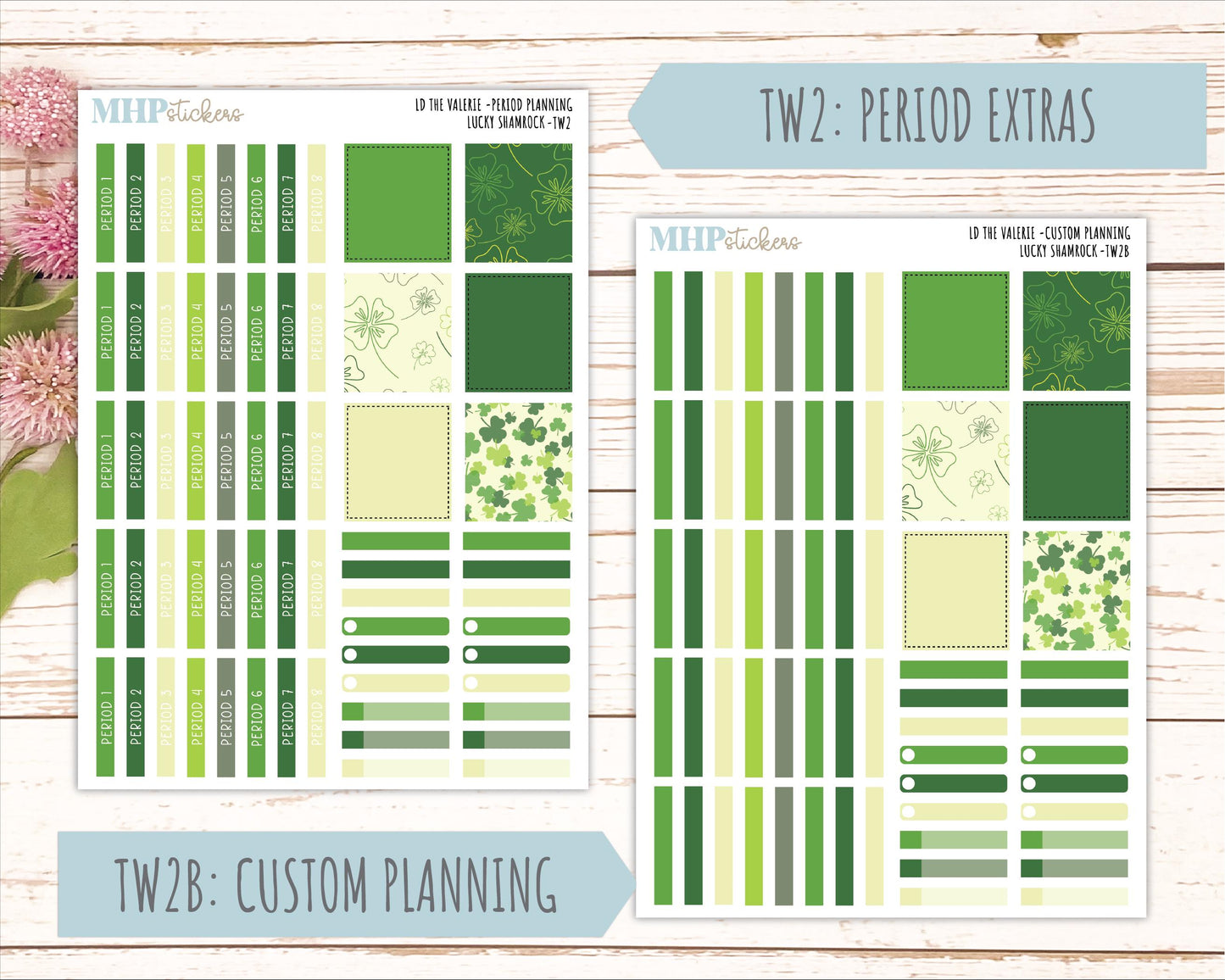 MARCH Stickers for The Valerie Laurel Denise Planner (Formerly Teacher Planner) "Lucky Shamrock" || TC