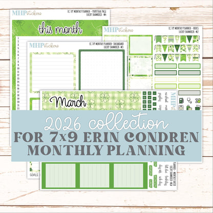 MARCH Monthly Kit for 7x9 Erin Condren Planners. 2026 Collection "Lucky Shamrock" || ECM