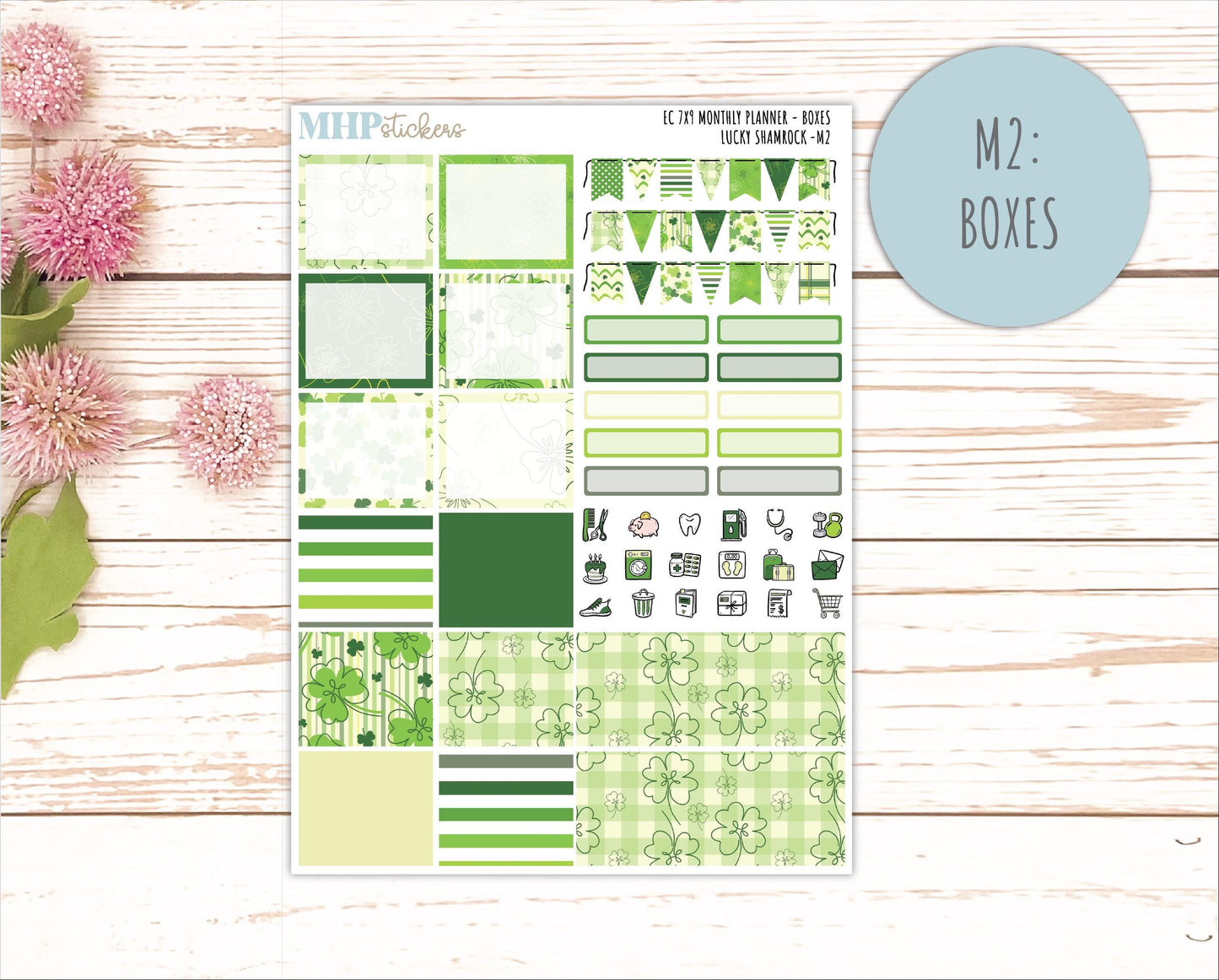 MARCH Monthly Kit for 7x9 Erin Condren Planners. 2026 Collection "Lucky Shamrock" || ECM