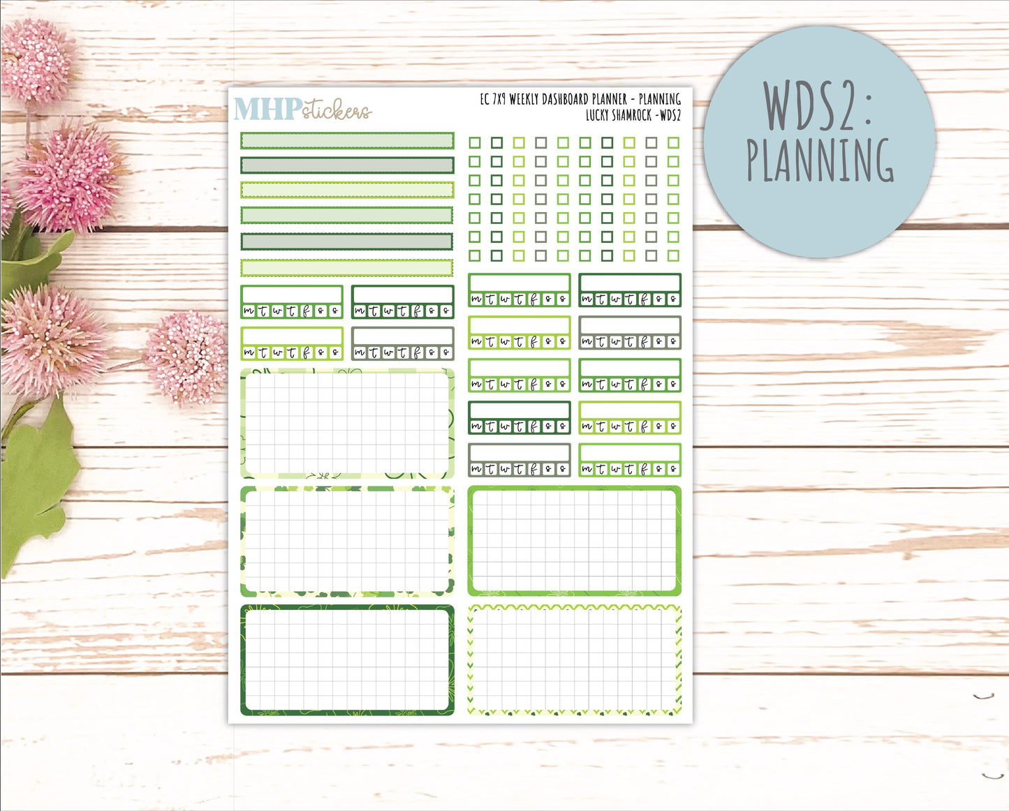 MARCH Weekly Dashboard Kit for 7x9 Erin Condren Planners. 2026 Collection "Lucky Shamrock" || ECWDS