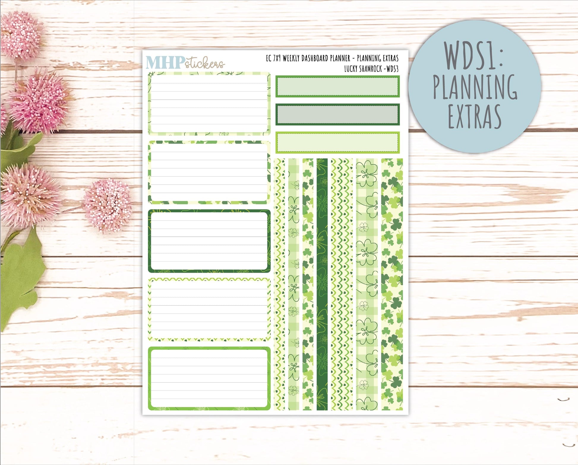 MARCH Weekly Dashboard Kit for 7x9 Erin Condren Planners. 2026 Collection "Lucky Shamrock" || ECWDS