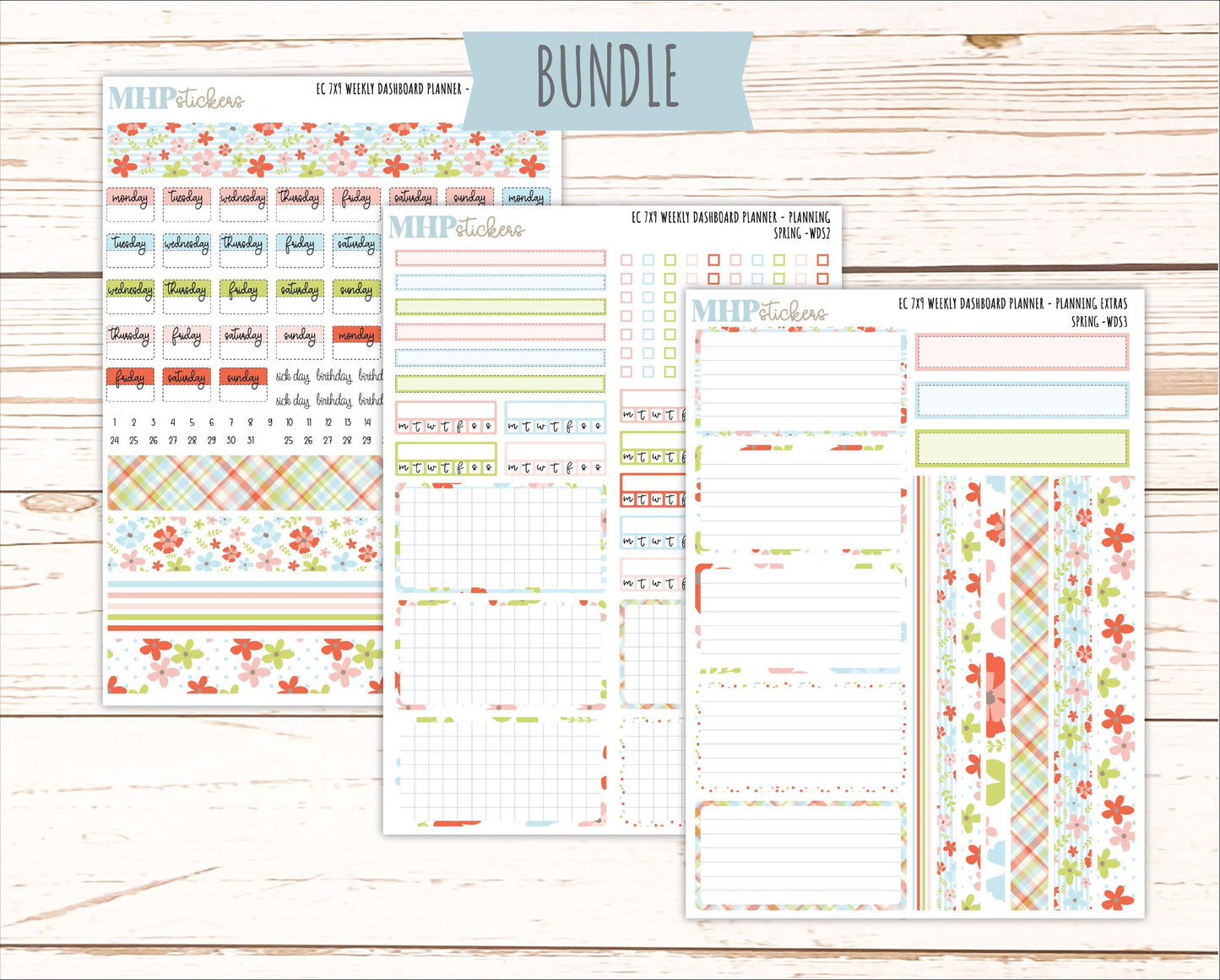 MARCH Weekly Dashboard Kit for 7x9 Erin Condren Planners. 2026 Collection "Spring" || ECWDS