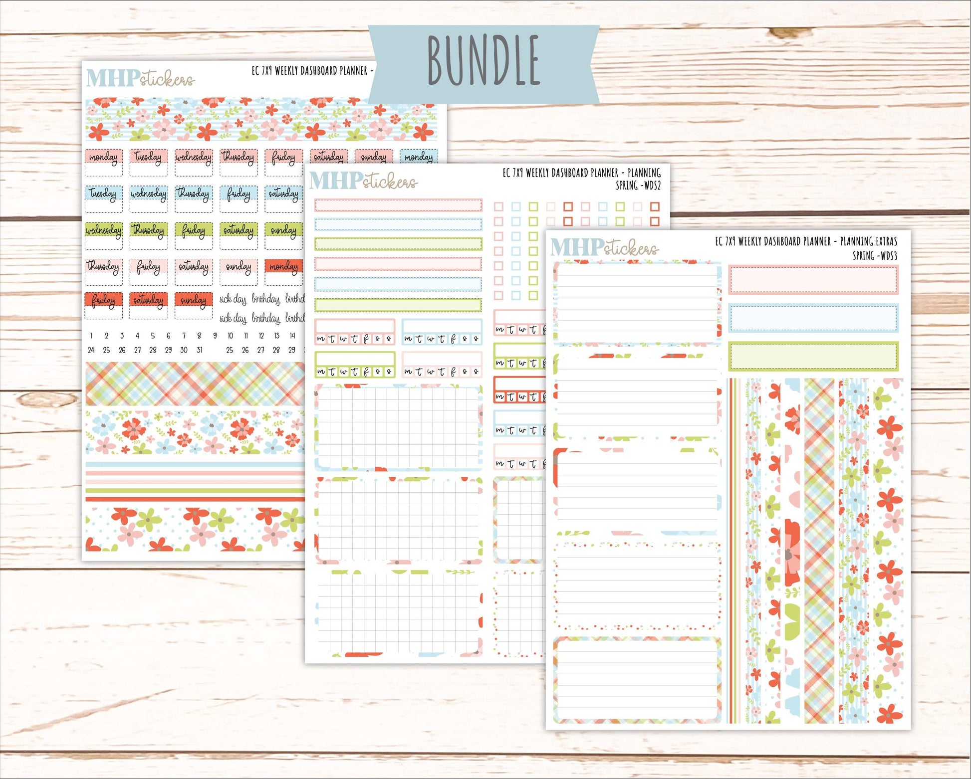 MARCH Weekly Dashboard Kit for 7x9 Erin Condren Planners. 2026 Collection "Spring" || ECWDS