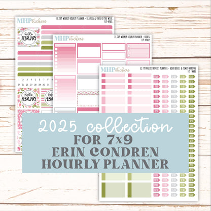 FEBRUARY Weekly Hourly Planning Kits for 7x9 Erin Condren Planners. 2026 Collection "Fly" || ECWHR