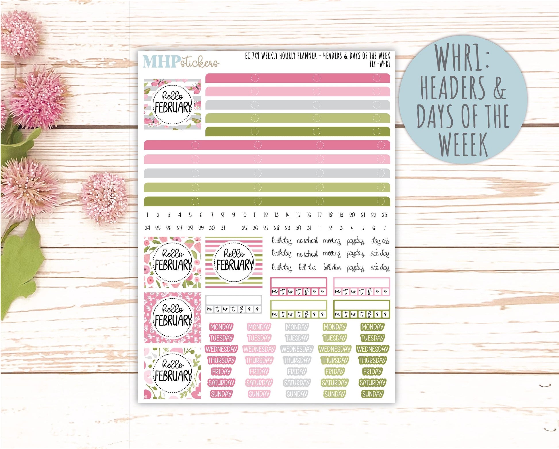 FEBRUARY Weekly Hourly Planning Kits for 7x9 Erin Condren Planners. 2026 Collection "Fly" || ECWHR