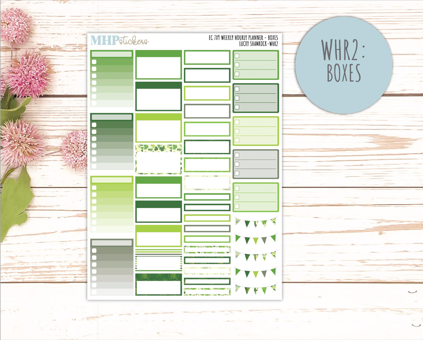 MARCH Weekly Hourly Planning Kits for 7x9 Erin Condren Planners. 2026 Collection "Lucky Shamrock" || ECWHR