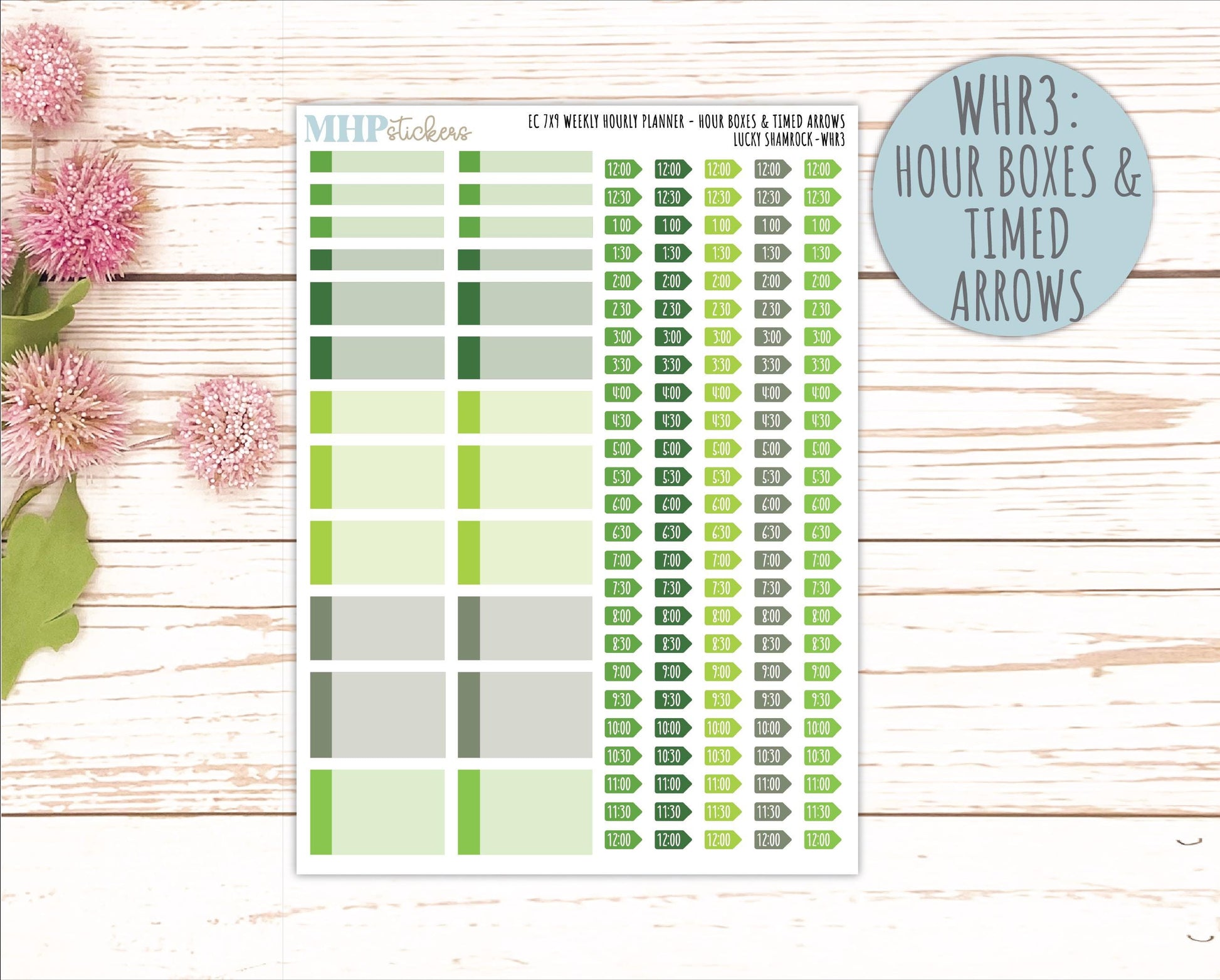 MARCH Weekly Hourly Planning Kits for 7x9 Erin Condren Planners. 2026 Collection "Lucky Shamrock" || ECWHR