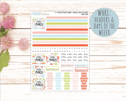 MARCH Weekly Hourly Planning Kits for 7x9 Erin Condren Planners. 2026 Collection "Spring" || ECWHR