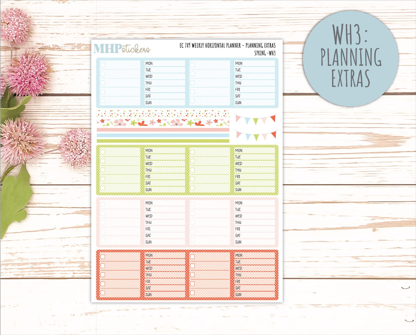 MARCH Weekly Horizontal Planning Kit for 7x9 Erin Condren Planners. 2026 Collection "Spring" || ECWH