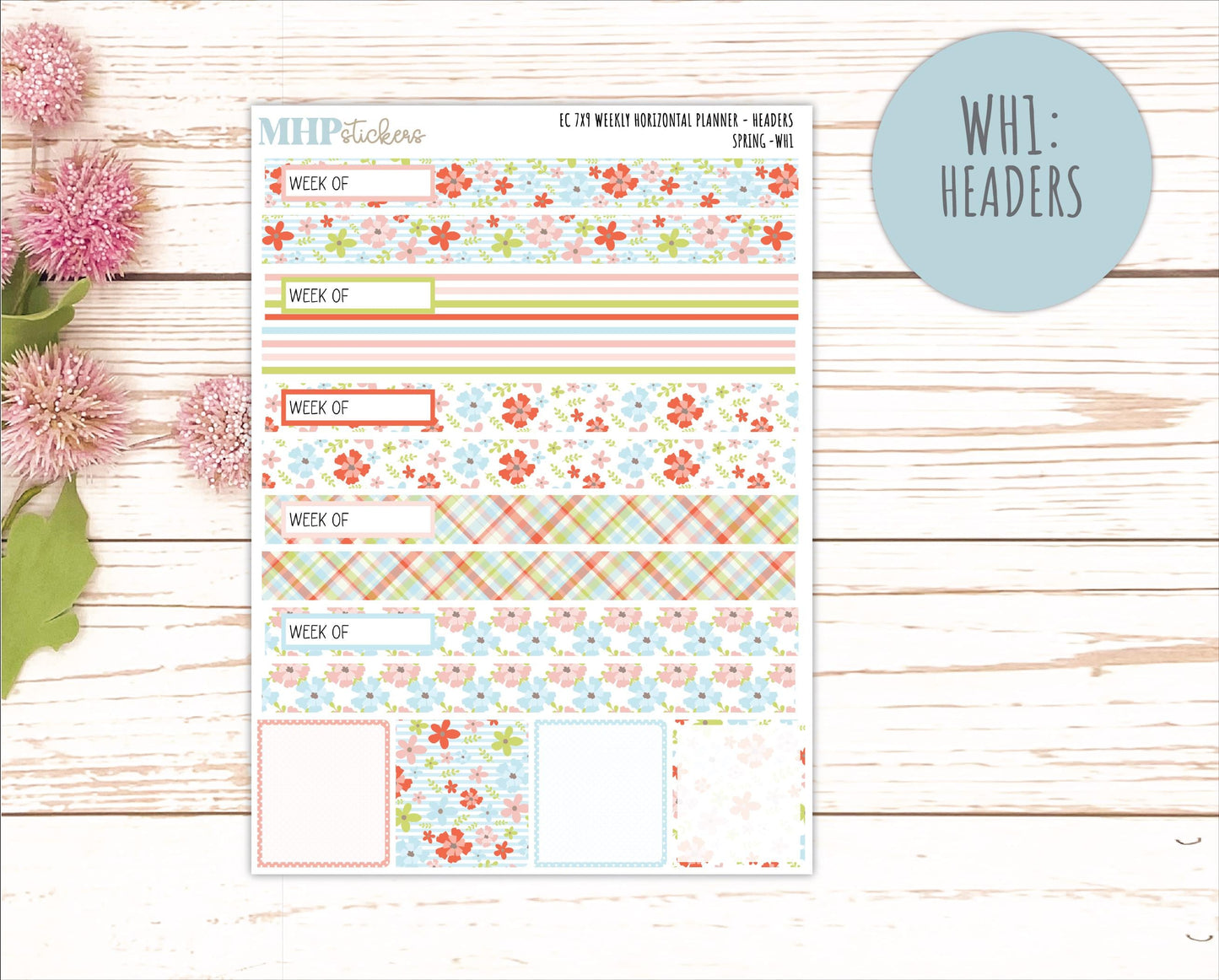 MARCH Weekly Horizontal Planning Kit for 7x9 Erin Condren Planners. 2026 Collection "Spring" || ECWH