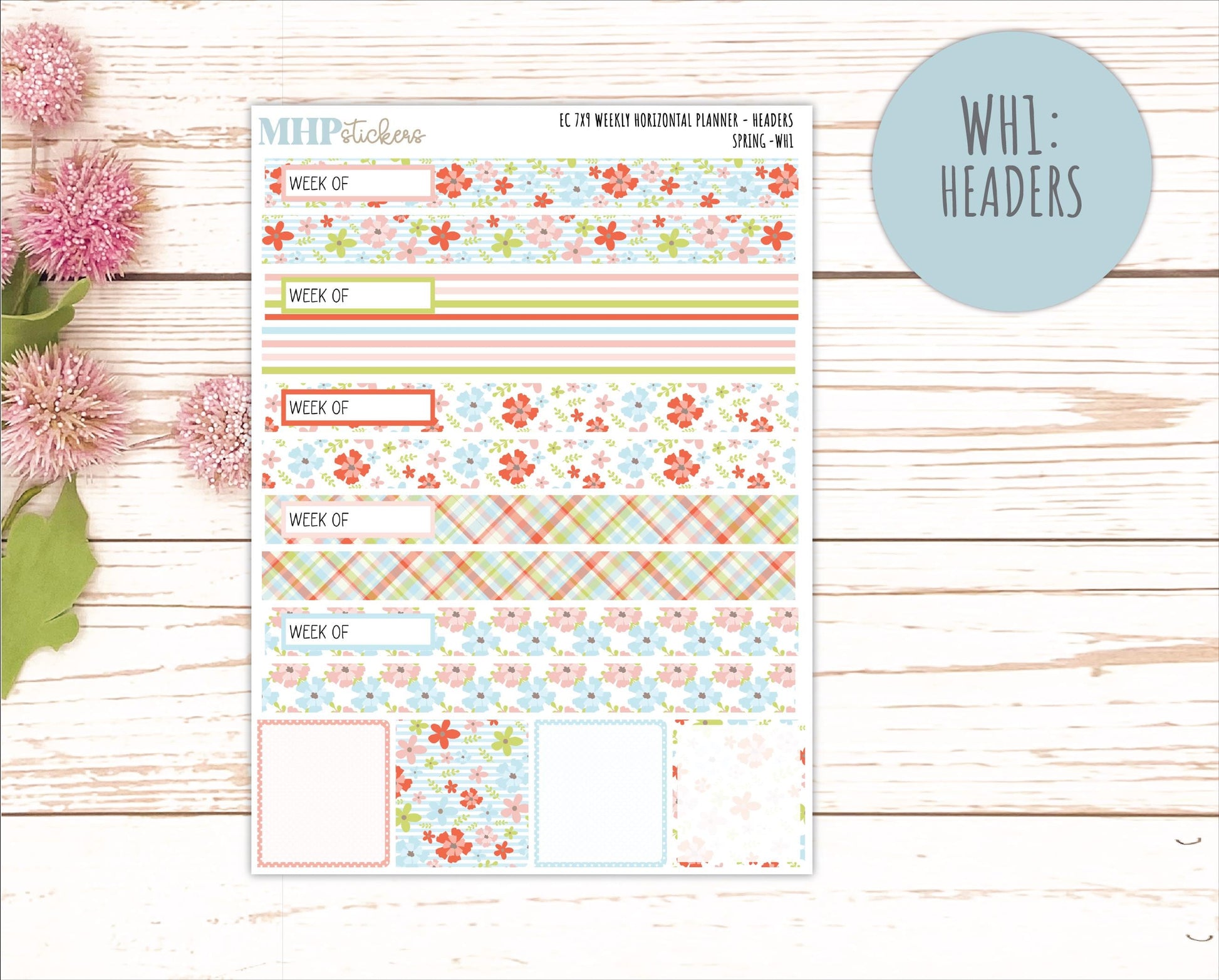 MARCH Weekly Horizontal Planning Kit for 7x9 Erin Condren Planners. 2026 Collection "Spring" || ECWH