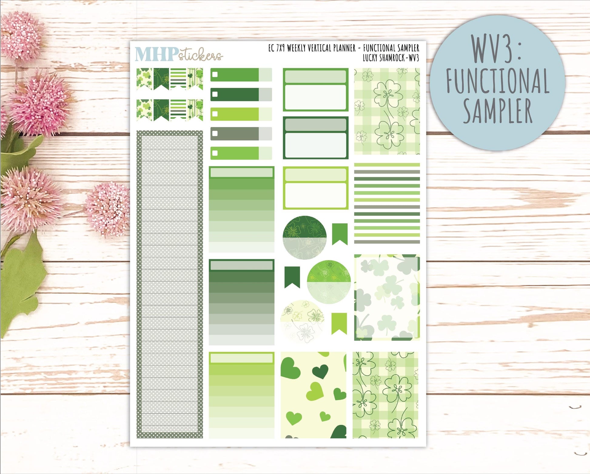 MARCH Weekly Vertical Kits for 7x9 Erin Condren Planners. 2026 Collection "Lucky Shamrock" || ECWV