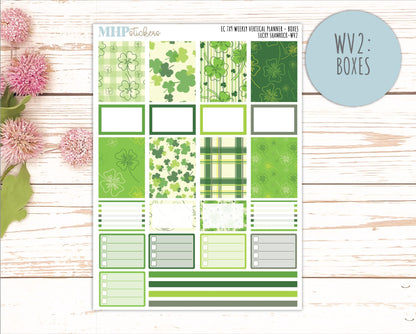 MARCH Weekly Vertical Kits for 7x9 Erin Condren Planners. 2026 Collection "Lucky Shamrock" || ECWV