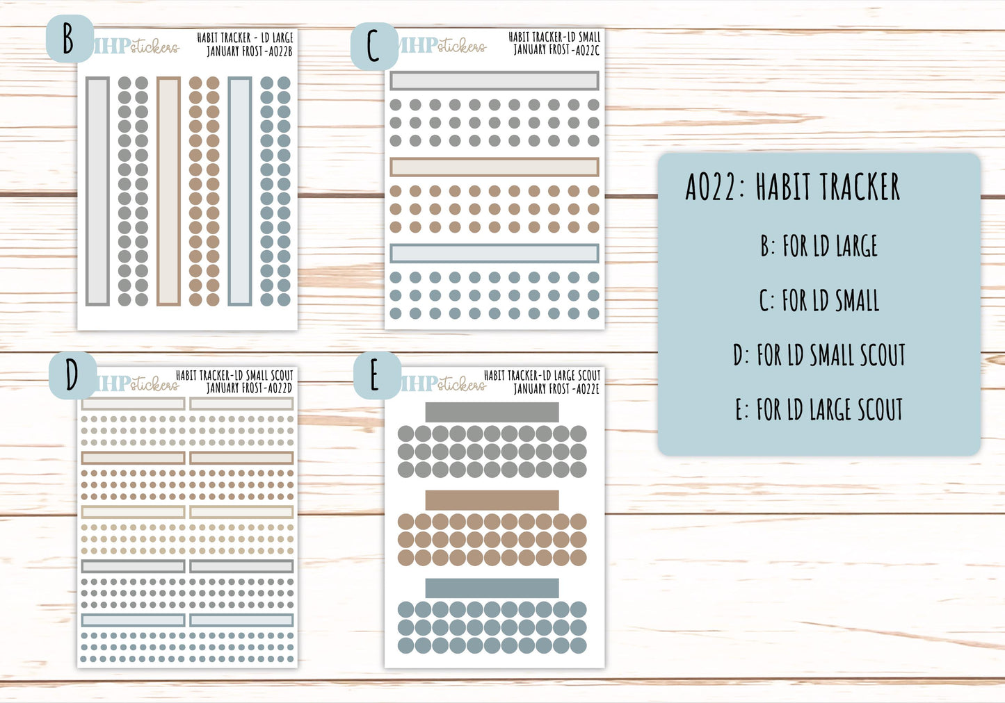 Basic Labels & Habit Trackers. ADD-Ons for Monthly Kits "January Frost" ||AOJF