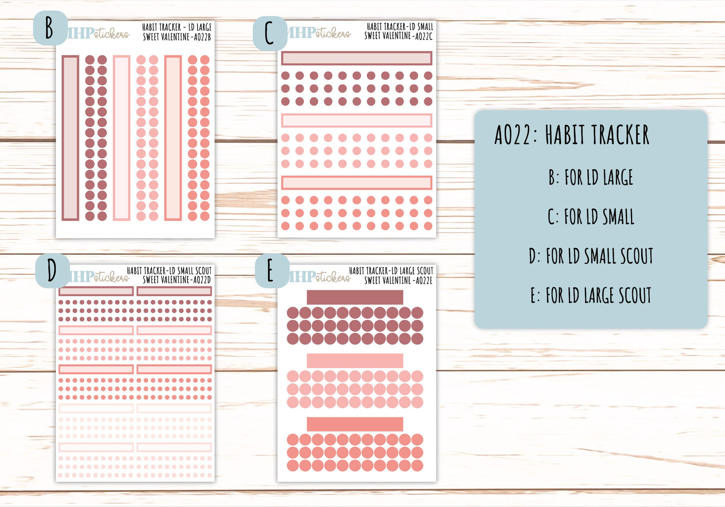 Basic Labels & Habit Trackers. ADD-Ons for Monthly Kits "Sweet Valentine" || AOBL