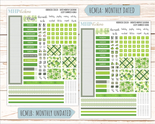 MARCH 2026 Stickers for Hobonichi Cousin. A5 Planners "Lucky Shamrock" || HC