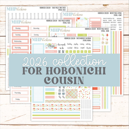 MARCH 2026 Stickers for Hobonichi Cousin. A5 Planners "Spring" || HC