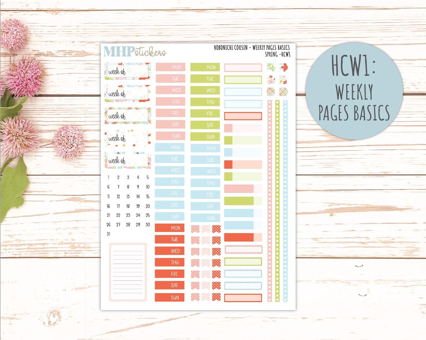 MARCH 2026 Stickers for Hobonichi Cousin. A5 Planners "Spring" || HC
