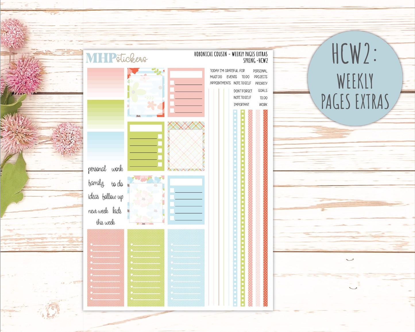 MARCH 2026 Stickers for Hobonichi Cousin. A5 Planners "Spring" || HC