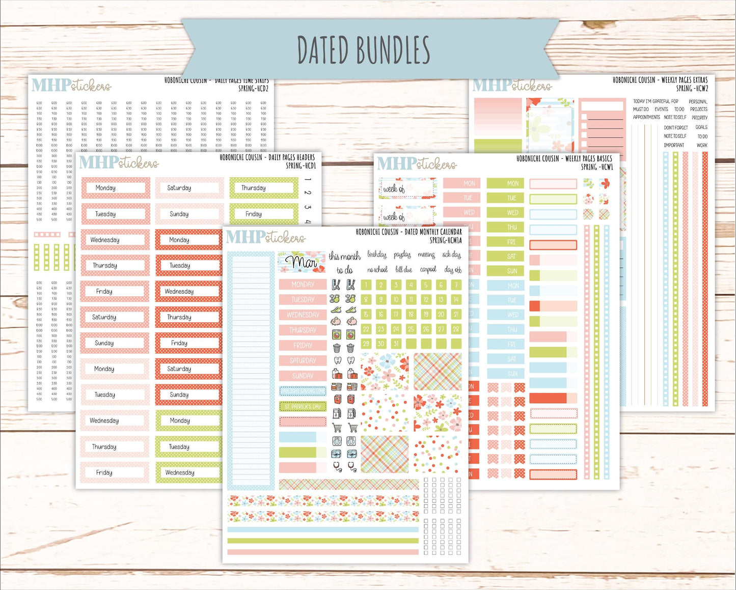 MARCH 2026 Stickers for Hobonichi Cousin. A5 Planners "Spring" || HC