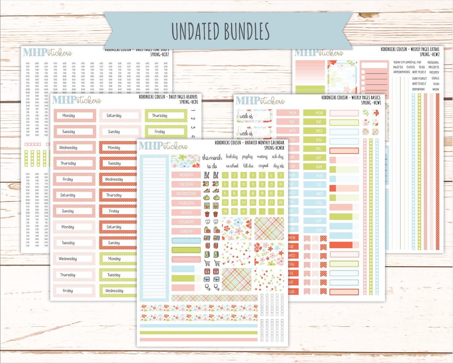 MARCH 2026 Stickers for Hobonichi Cousin. A5 Planners "Spring" || HC