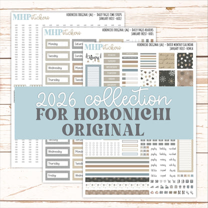 JANUARY 2026 Stickers for Hobonichi Techo Original. A6 Planners "January Frost" || HO