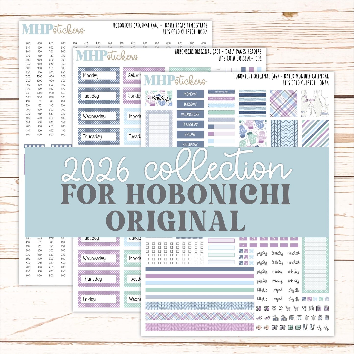 JANUARY 2026 Stickers for Hobonichi Techo Original. A6 Planners "It's Cold Outside" || HO