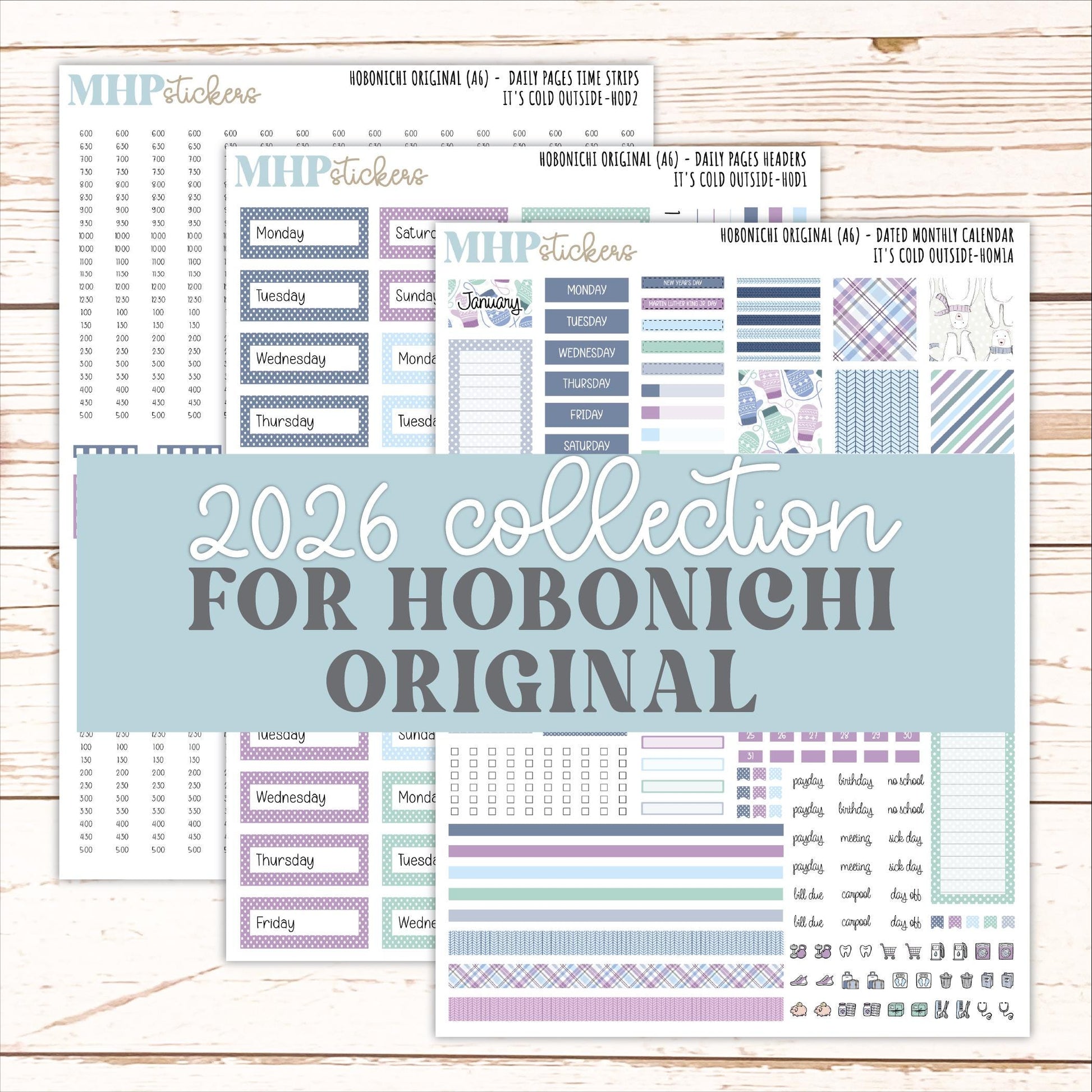JANUARY 2026 Stickers for Hobonichi Techo Original. A6 Planners "It's Cold Outside" || HO