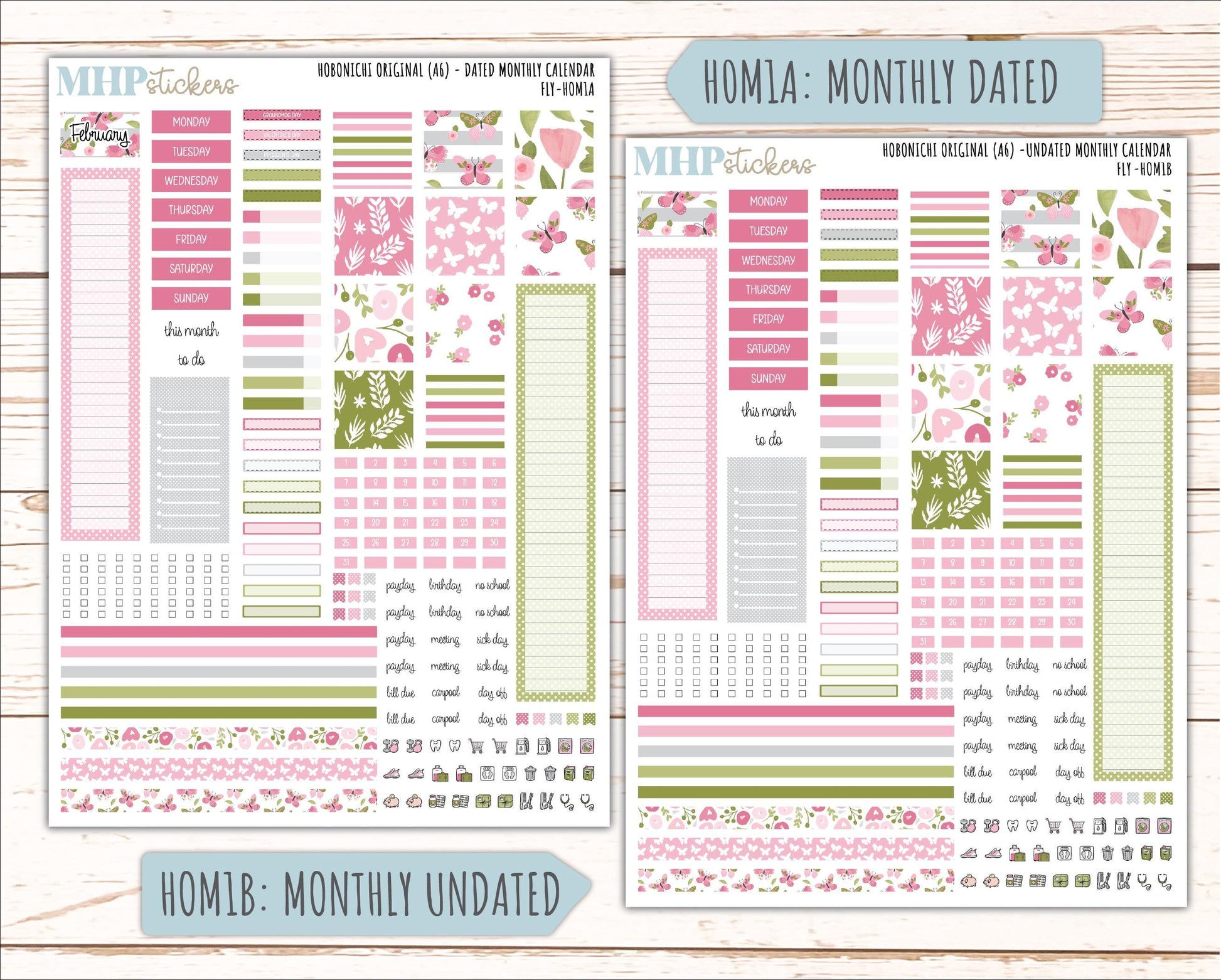 FEBRUARY 2026 Stickers for Hobonichi Techo Original. A6 Planners "Fly" || HO