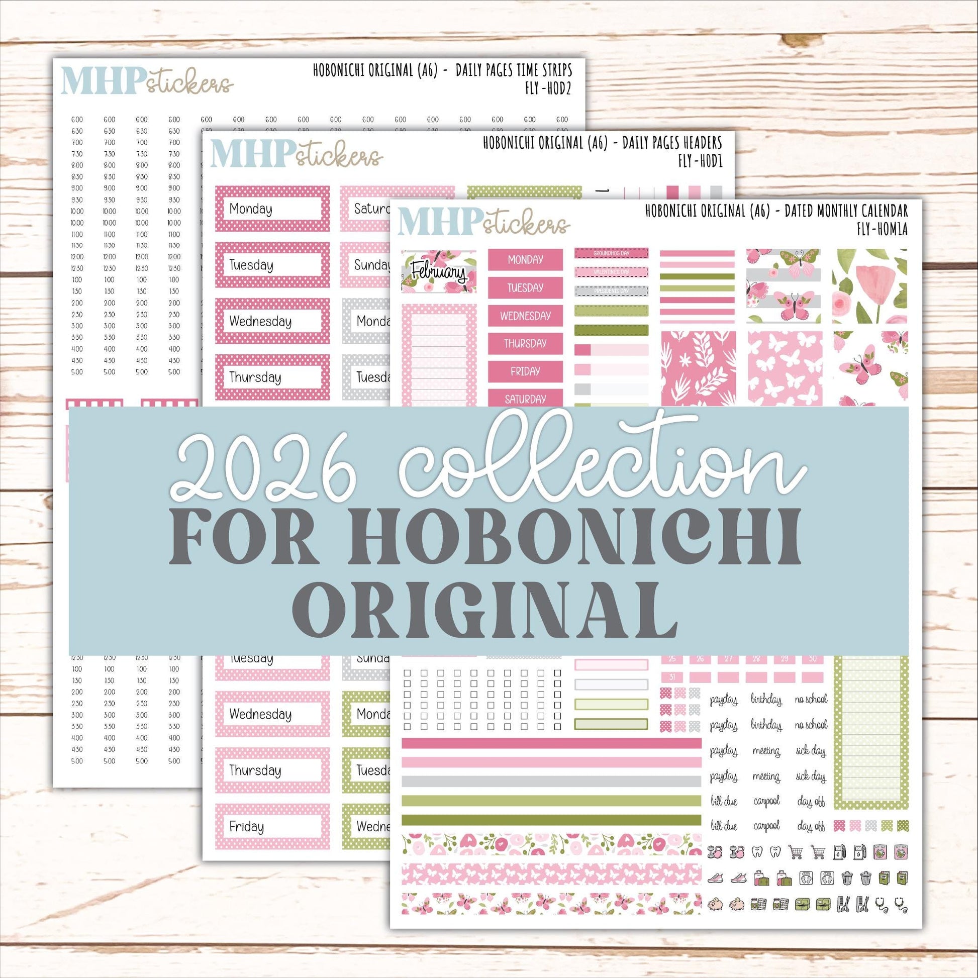 FEBRUARY 2026 Stickers for Hobonichi Techo Original. A6 Planners "Fly" || HO