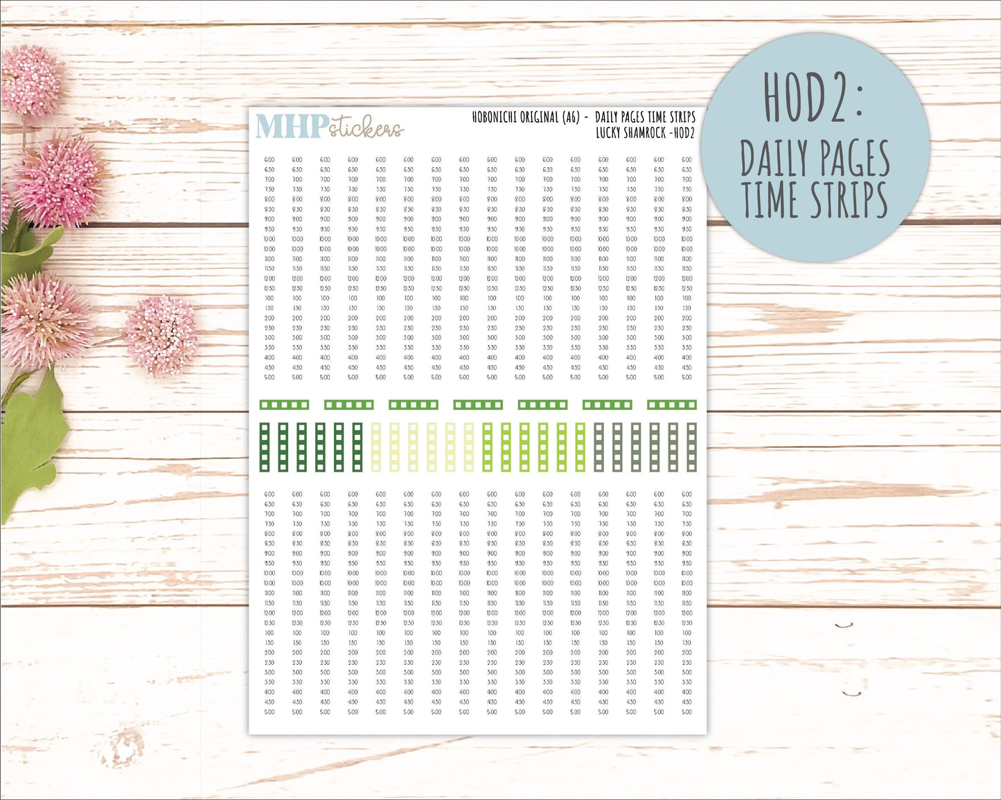 MARCH 2026 Stickers for Hobonichi Techo Original. A6 Planners "Lucky Shamrock" || HO