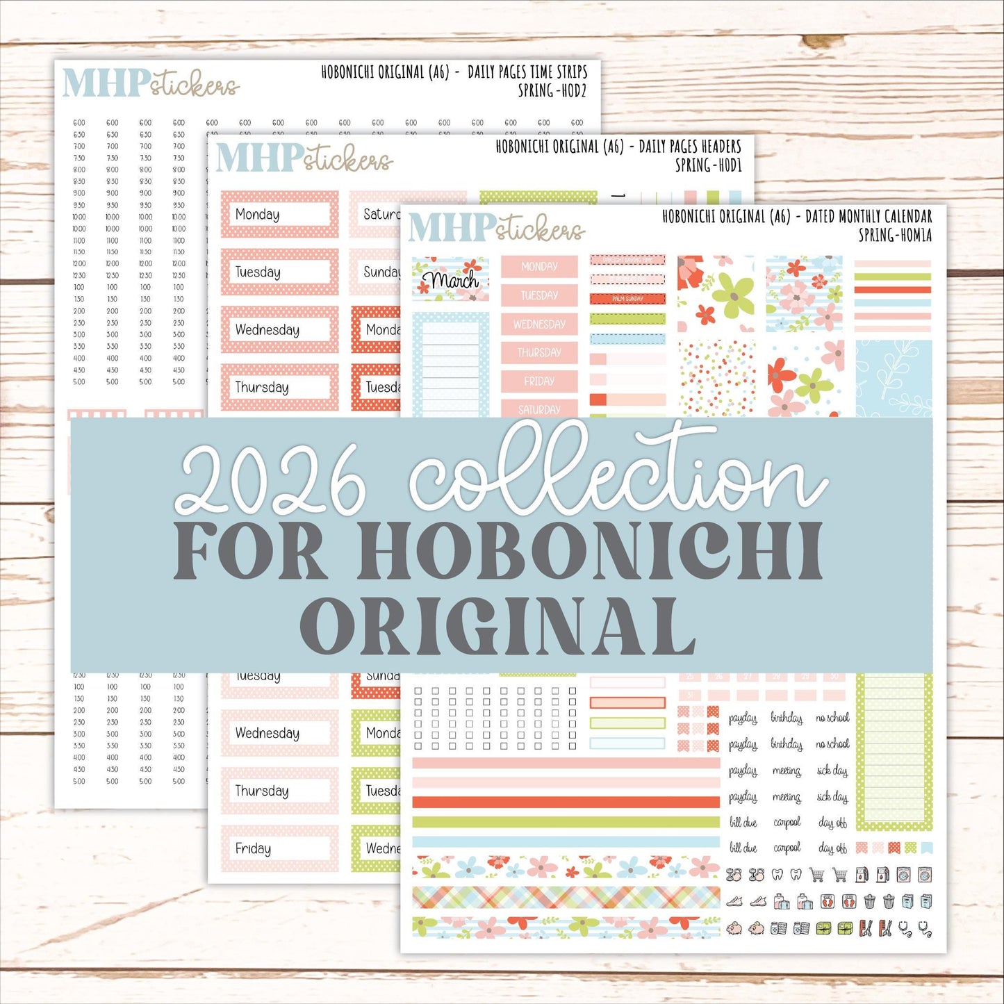 MARCH 2026 Stickers for Hobonichi Techo Original. A6 Planners "Spring" || HO