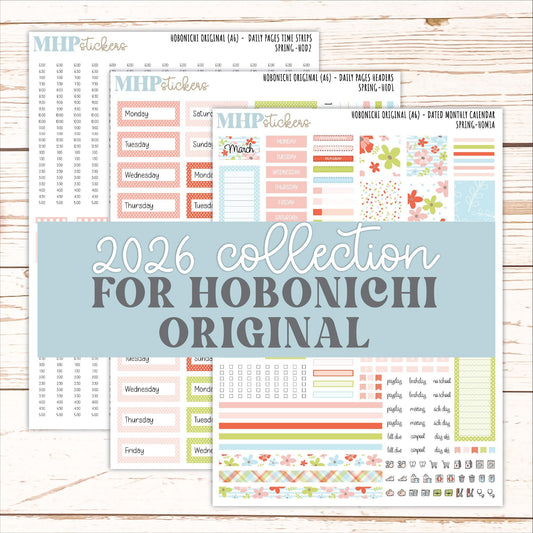 MARCH 2026 Stickers for Hobonichi Techo Original. A6 Planners "Spring" || HO