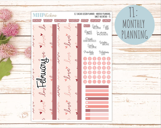 FEBRUARY Stickers for EC Teacher Lesson Planner. 2026 Collection "Sweet Valentine" || ECT