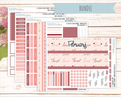 FEBRUARY Stickers for EC Teacher Lesson Planner. 2026 Collection "Sweet Valentine" || ECT
